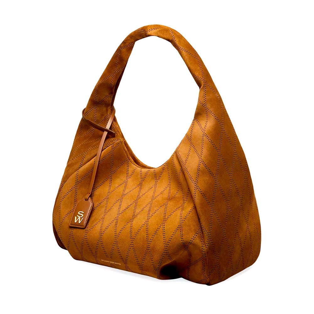 Saks Fifth Avenue Tan Cognac Perforated Leather Hobo